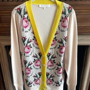Zayan the Label Rose Cardigan with Yellow Trim